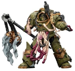 JOYTOY - Warhammer 40K - Death Guard: Blightlord Terminator 2 with Flail of Corruption 1/ 18 Action Figure 
