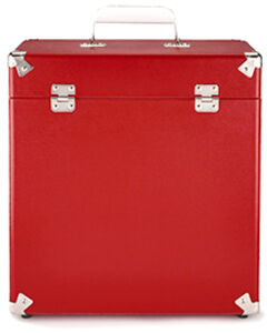 GPO Retro SWB18RED 12" Vinyl Record Case 35 Count Capacity with Removable Lid - Red