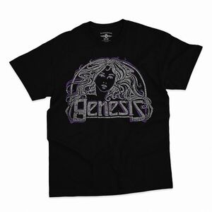 Genesis - Hair Logo - Heavy Cotton T-Shirt - Large Black 