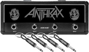 Pluginz - Anthrax Logo Jack Rack - Includes 4 Anthrax Guitar Plug Keychains Balck/Silver