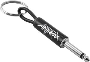 Pluginz - Anthrax Logo Guitar Plug Keychain 1/4" Input Jack Black With Silver Logo