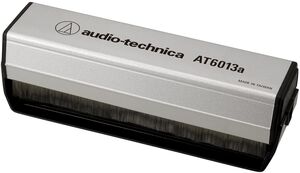 Audio Technica AT6013A Carbon Fiber Dual Action Anti-Static Record Cleaner Brush (Silver/ Black) 