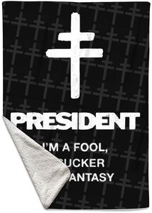 Rocksax - President - Lyric Fool - Sherpa Fleece Throw (50 in x 60 in) 