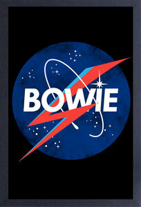 David Bowie - Space Logo - 11x17 Framed Print With Gel-Coat