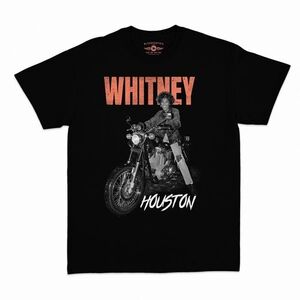Whitney Houston - Motorcycle - Heavy Cotton T-Shirt - Large Black 