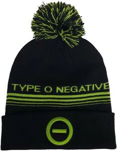 Type O Negative - Embroidered Logo - Knit Pom Hat - Jacquard Band Name Black/ Green BN25TON031