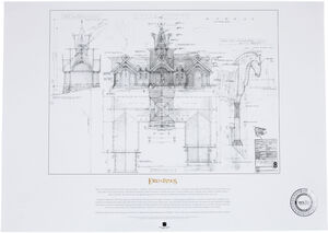 WETA Workshop - The Lord of the Rings Trilogy - The Stable of Edoras Blueprint Replica Art Print