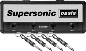 Pluginz - Oasis Logo Jack Rack - Includes 4 Guitar Plug Keychains Black/White