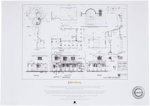 WETA Workshop - The Lord of the Rings Trilogy - The Courtyard of Minas Tirith Blueprint Replica Art Print
