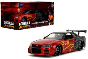 Jada Toys - 1:24 Godzilla - Hollywood Rides - '02 Nissan Skyline GT-R (R34) Vehicle Only 