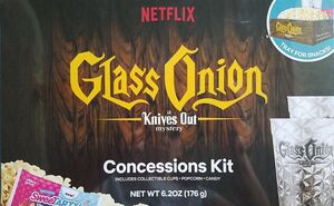 Netflix - Glass Onion: A Knives Out Mystery Concession Kit (Collectible cups, Popcorn and Sweetarts Chewy Fusions)