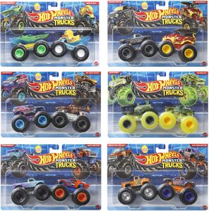 Mattel - Hot Wheels Monster Trucks 1:64 Demo Doubles 2-Pack 8-Piece B Assortment 