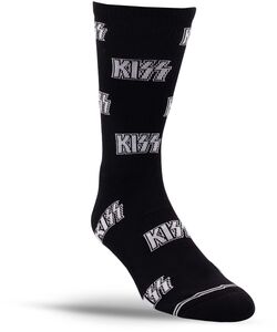 Perri's - Kiss - All Over Logo Black - Crew Socks