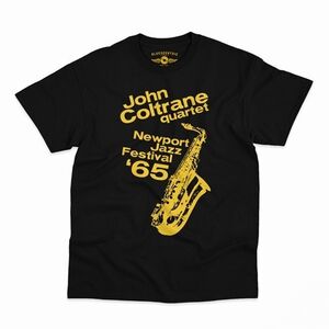 John Coltrane at Newport Jazz Festival - Heavy Cotton T-Shirt - Large Black