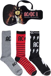 Perri's - AC/ DC - Crew Socks (3 Pack Collector Guitar Shape Tin) 