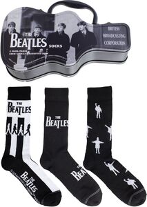 Perri's - Beatles - BBC - Crew Socks (3 Pack Collector Guitar Shape Tin)