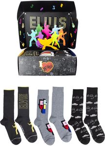 Perri - Elvis Presley - 3D Pop Up - Crew Socks (Assorted Styles 3 Pack Gift Box) 