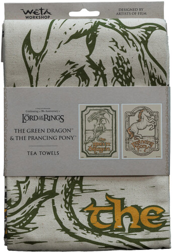 LOTR GREEN DRAGON & PRANCING PONY TEA TOWEL (2PK)