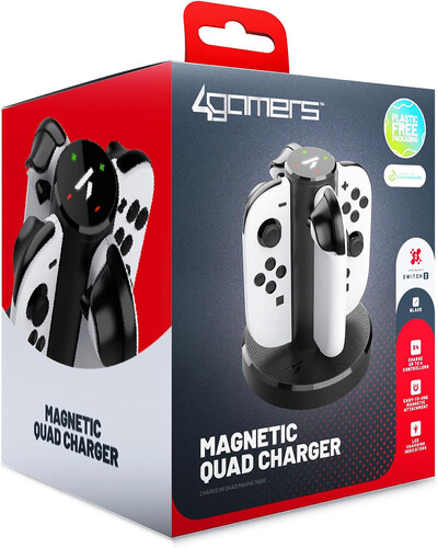 Switch 2 Accessory:  Power - 4Gamers Magnetic Quad Charger