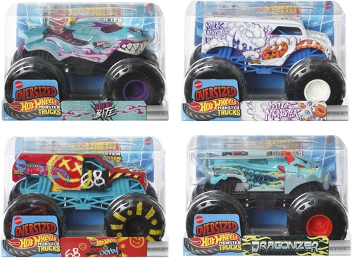 Mattel - Hot Wheels Oversized Monster Trucks 1:24 4-Piece E Assortment