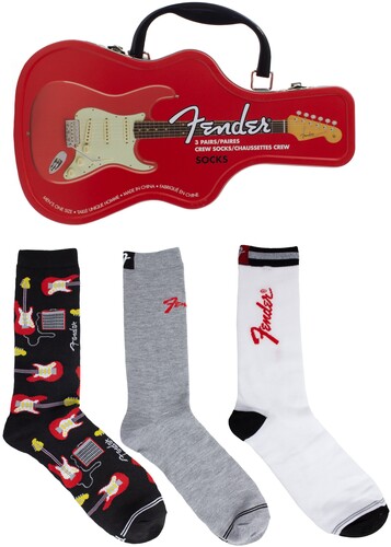 PERRI'S FENDER CREW SOCKS 3 PACK GUITAR SHAPE TIN