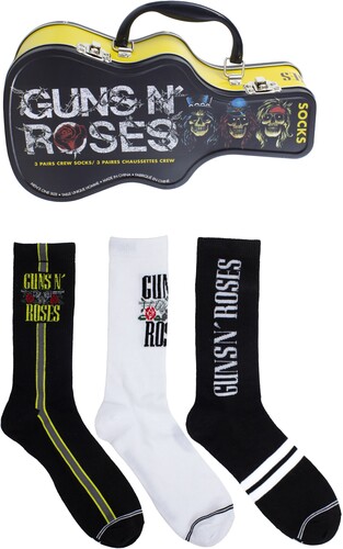 PERRI'S GUNS N' ROSES SOCKS 3 PCK GUITAR SHAPE TIN