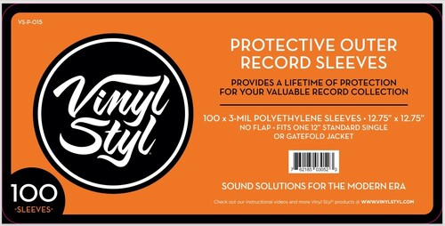 Vinyl Styl® VS-P-015 12 Inch Vinyl Record Outer Sleeve Polyethylene - 100 Count (Clear)