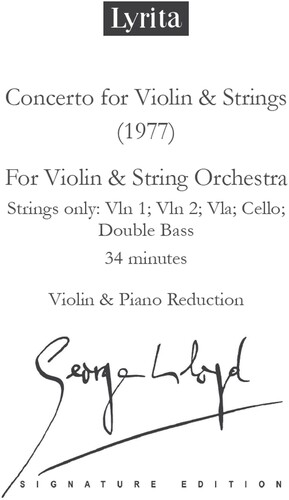 Lloyd: Concerto for Violin & Strings - Violin & Piano Reduction