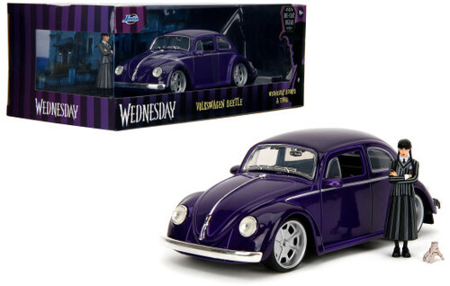 Jada Toys - 1:24 Wednesday - Hollywood Rides - 1959 Volkswagen Beetle with Wednesday & Thing Figures