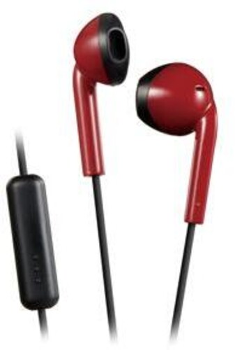 JVC HAF19MRB Vintage Earbuds IPX2 Sweat Proof Includes Mic & Remote (Red/Black)