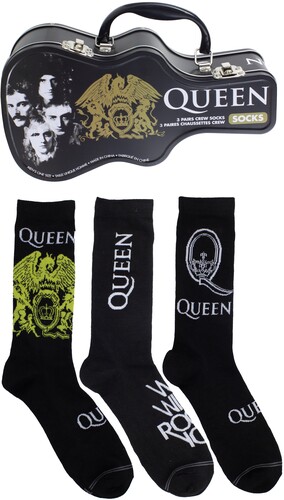 PERRI'S QUEEN CREW SOCKS 3 PACK GUITAR SHAPE TIN