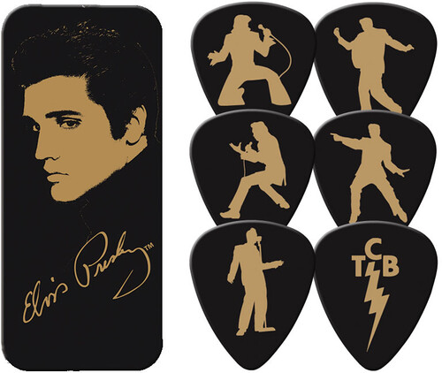 Elvis Presley - Gold Portrait - Pick Tin - 6 Picks Included