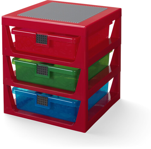 Room Copenhagen - LEGO 3-Drawer Storage Rack System, in Red