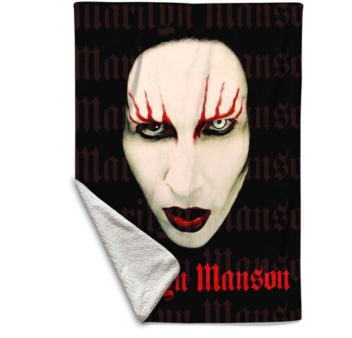 Rocksax - Marilyn Manson - Red Lips - Sherpa Fleece Blanket (60 in x 80 in)