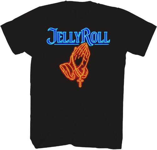 JELLY ROLL NEON PRAYING HANDS F/ B TSHIRT LARGE BLK