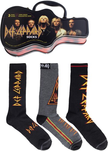 PERRI'S DEF LEPPARD SOCKS 3 PACK GUITAR SHAPE TIN