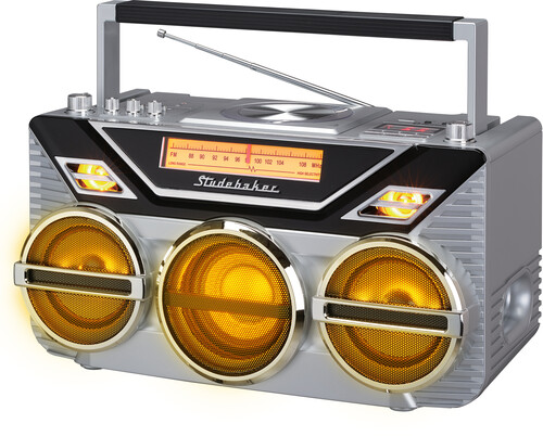 STUDEBAKER SB2165S AVANTI BT BOOMBOX CD/ AM/ FM SLV