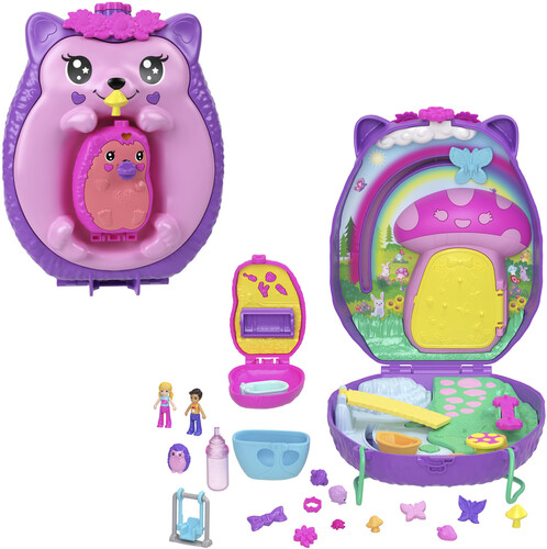 Mattel - Polly Pocket Hedgehog Mom & Baby Wearable Compact