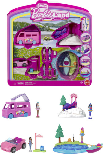 Mattel - Barbie Mini Barbieland 4-Pack Doll & Vehicle Set