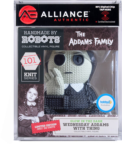 Handmade by Robots - The Addams Family - Wednesday with Thing #101 (Limited Edition Glow in the Dark) - Alliance Authentic Encapsulated