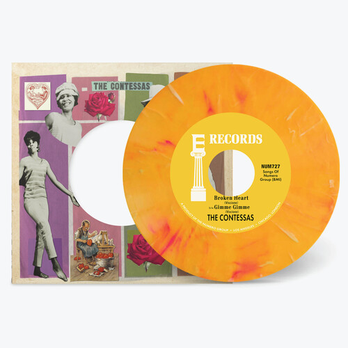 Broken Heart B/ w Gimme Gimme - Peach/ white Marble