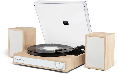 Victrola VTS-1300-NAT Harmony Bluetooth Record Player with Speakers (Natural Wood)