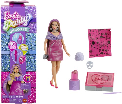 Mattel - Barbie Party Unboxed Glam Party Series Pink Sparkle Doll & Accessories