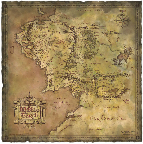 WETA Workshop Prop Replica - Lord of the Rings Trilogy - Parchment Map of Middle-Earth
