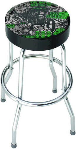 ROCKSAX ROB ZOMBIE MAD WORLD BAR STOOL SEAT BLK/ CH