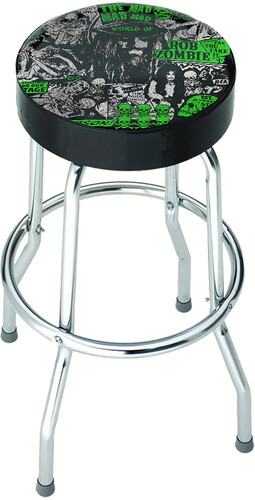 Rocksax - Rob Zombie - Mad Mad World Logo - Bar Stool With Swivel Seat (Black/Chrome)