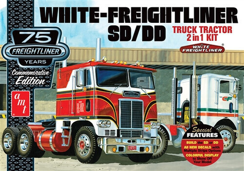 AMT White Freightliner 2-in-1 SC/DD Cabover Tractor (75th Anniversary) 1/25 Scale Model Kit