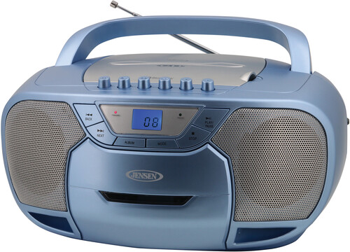 Jensen CD590BL Bluetooth Boombox CD Cassette Recorder AM/FM (Blue)