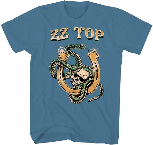 ZZ TOP SNAKE SKULL TSHIRT LARGE BLUE 24ZZT005A3