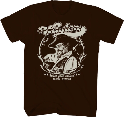 Waylon Jennings - What Goes Around T-Shirt - Medium Chocolate TS0103WYJA2